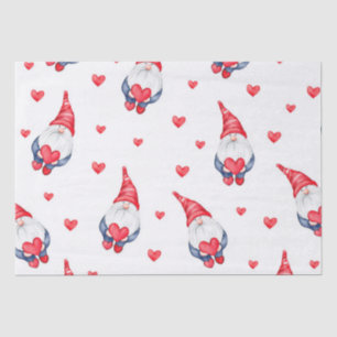 cute love pattern with gnomes and hearts tissue paper