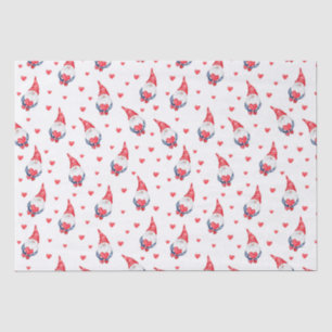 cute love pattern with gnomes and hearts  tissue paper