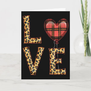 Cute Love Plaid Heart Leopard Valentine's Day Wome Card