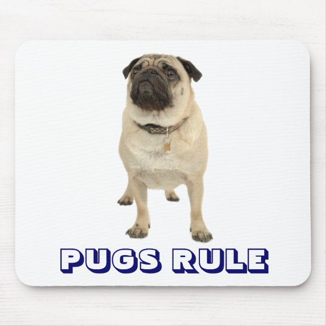 Cute Love Pugs Rule Puppy Dog Mousepad (Front)