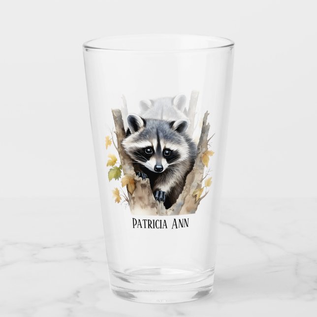 Cute love raccoons animals lovers add text glass (Front)