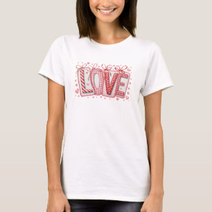 Cute Love Red and White Typography Valentines Day T-Shirt