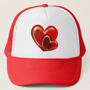 Cute Love Red Hearts Customizable Girlfriend Gift Trucker Hat