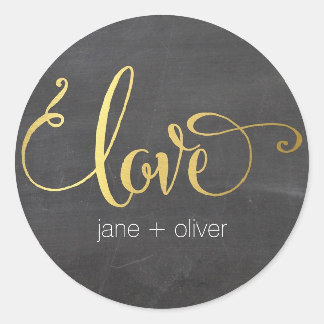CUTE LOVE SEAL modern typography gold chalkboard (Front)