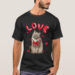 Cute Love Siberian Cat Valentine Pet Cat Lover T-Shirt