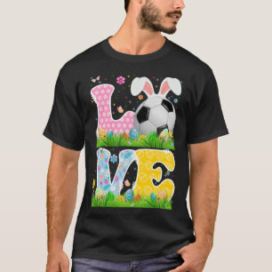 Cute Love Soccer Ball With Bunny Ears Easter Day B T-Shirt