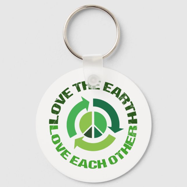 Cute Love The Earth Environmental Activist Keychain (Front)