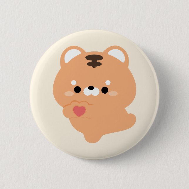 Cute Love Tiger  2 Inch Round Button (Front)