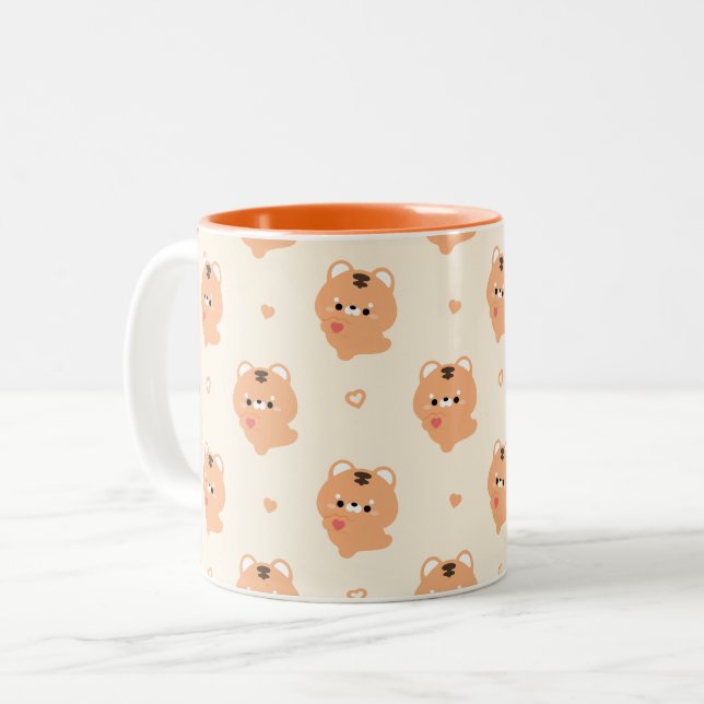 Cute Love Tiger Two-Tone Coffee Mug (Front Left)