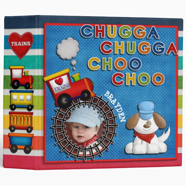 Cute Love Trains SCRAPBOOK BINDER (Front/Spine)