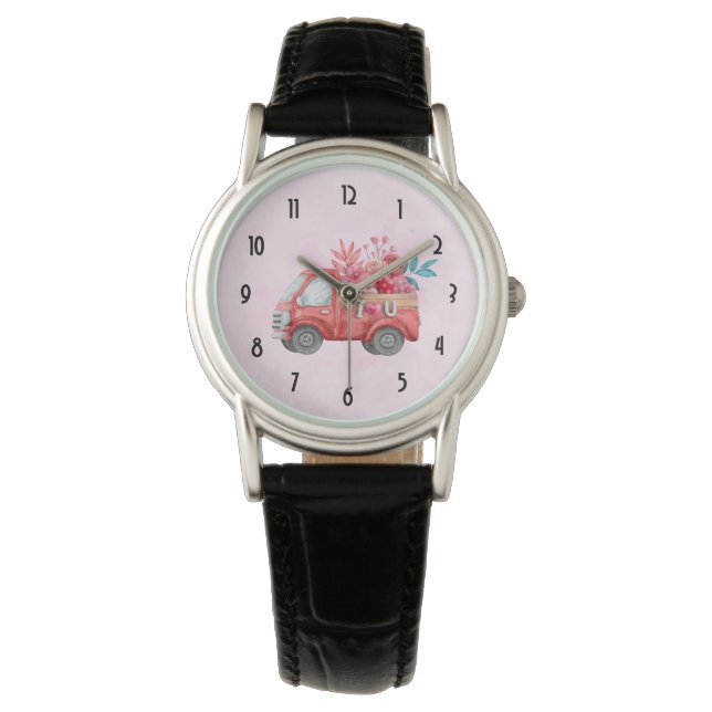 Cute Love Truck Carrying Valentine Goodies Watch (Front)