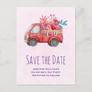 Cute Love Truck with Heart Cargo Save the Date Invitation Postcard