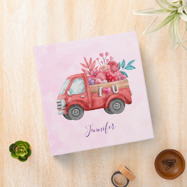 Cute Love Truck with Heart Cargo Watercolor Binder (In Situ)