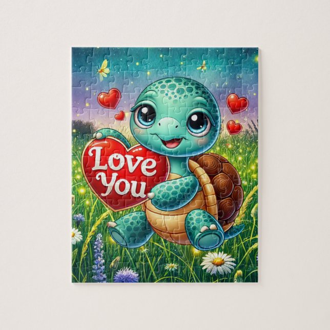 Cute love turtle heart  jigsaw puzzle (Vertical)