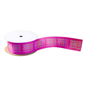 Cute "LOVE" Typography on Hot Pink and Red Satin Ribbon