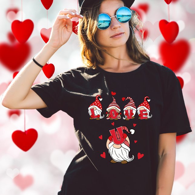 Cute  "Love U" Gnome Lettering | Valentine's Day T-Shirt (Creator Uploaded)