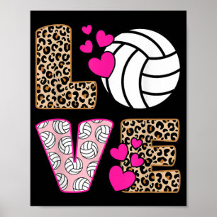 Cute Love Volleyball Leopard Print Women Ladies Vo