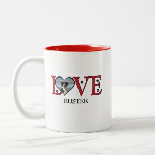 Cute Love Words with Dogs Photo Two-Tone Coffee Mug