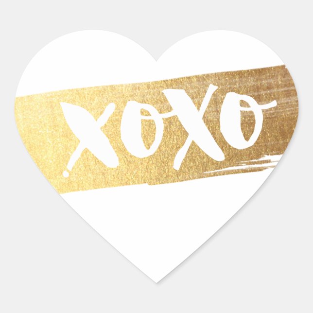 CUTE LOVE XOXO HEART modern gold brush stroke Sticker (Front)