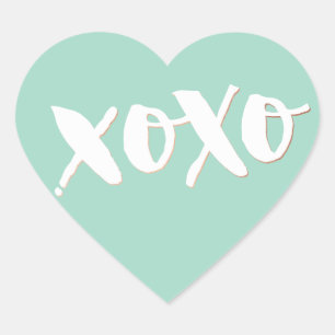 CUTE LOVE XOXO HEART modern trendy white baby mint Sticker
