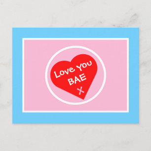 Cute Love You BAE Hearts Postcard