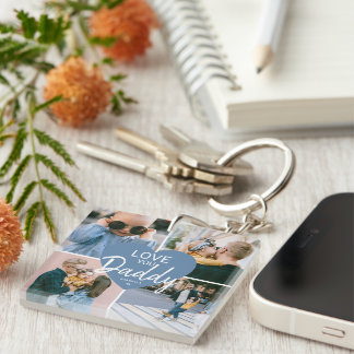 Cute Love You 'Daddy' Custom Photo Collage Heart Keychain
