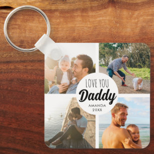 Cute Love You 'Daddy' Custom Photo Collage  Keychain