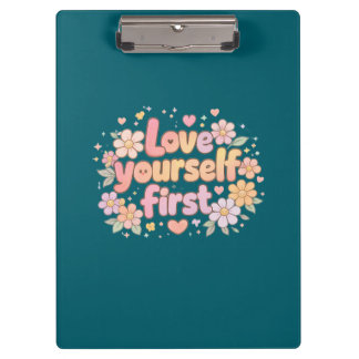 Cute Love Yourself Floral Quote Design | Gift Bag Clipboard