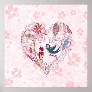 Cute loveable birds with the key to the  locket poster