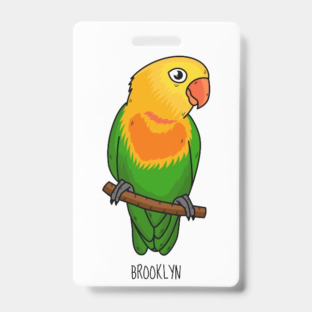 Cute lovebird cartoon parrot badge (Front)