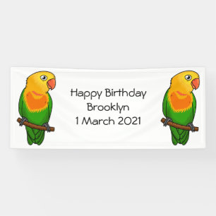 Cute lovebird cartoon parrot banner