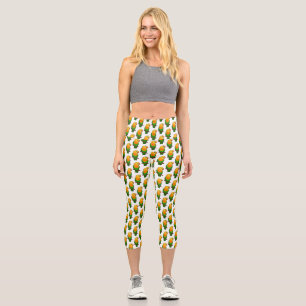 Cute lovebird cartoon parrot capri leggings