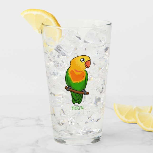 Cute lovebird cartoon parrot glass (Front Ice)