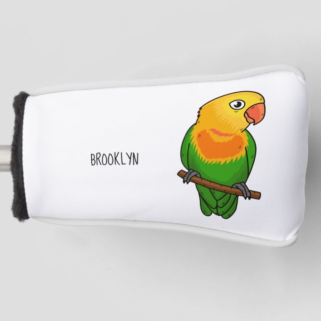 Cute lovebird cartoon parrot golf head cover (Front)