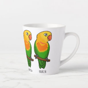Cute lovebird cartoon parrot latte mug