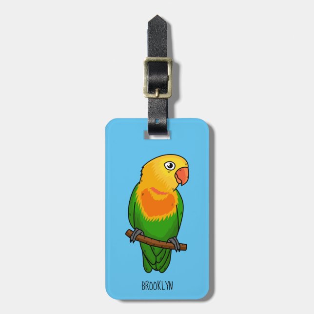 Cute lovebird cartoon parrot luggage tag (Front Vertical)