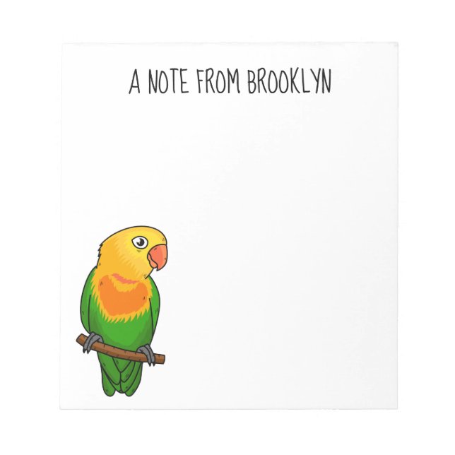 Cute lovebird cartoon parrot notepad (Front)