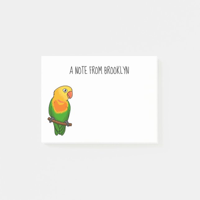 Cute lovebird cartoon parrot post-it notes (Front)
