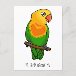 Cute lovebird cartoon parrot postcard