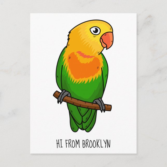 Cute lovebird cartoon parrot postcard (Front)