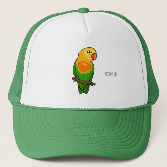 Cute lovebird cartoon parrot trucker hat (Front)