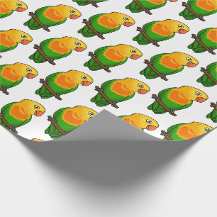 Cute lovebird cartoon parrot wrapping paper