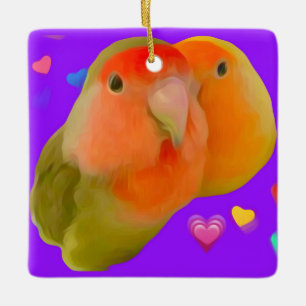 Cute lovebird hanging square ornament   