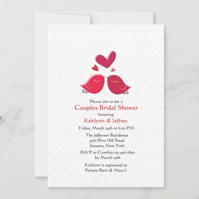 Cute Lovebirds Couples Shower Invitation (Front)