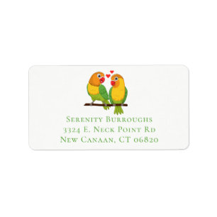 Cute Lovebirds Green Yellow Wedding Love Birds Label