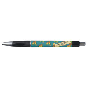 Cute Lovebirds Happy Anniversary Romantic Retro Pen