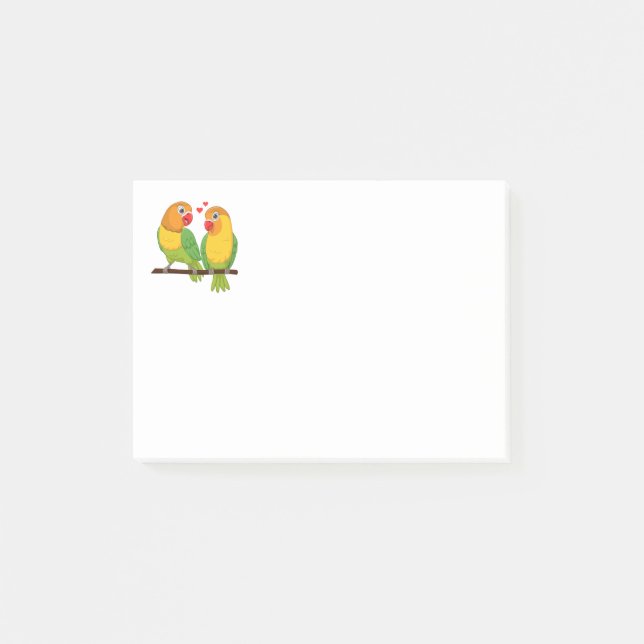 Cute Lovebirds Nature  Green Yellow Love Birds Post-it Notes (Front)