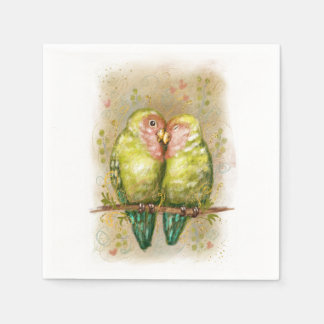 Cute lovebirds parrots. 21 napkin