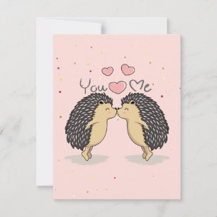 Cute Lovely Kissing Hedgehogs Card
