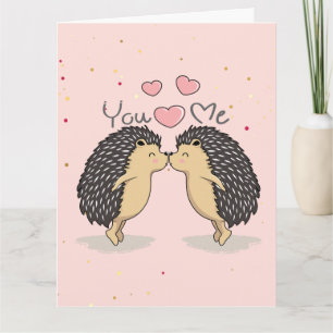 Cute Lovely Kissing Hedgehogs Card